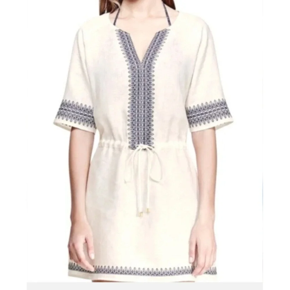 tory burch embroidered linen dress Tory Burch Embroidered linen dress - White